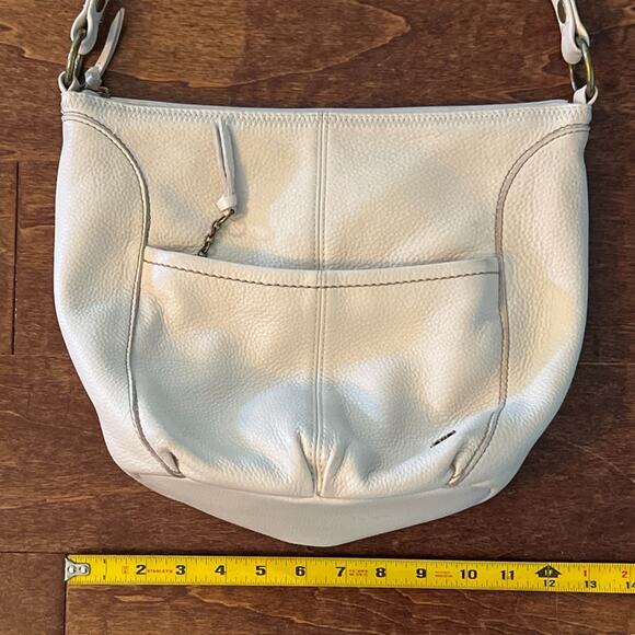The Sak Iris Leather Shoulder Bag Purse Hobo Tote Handbag Ivory Classic Pockets - Picture 9 of 10